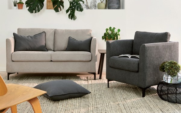 Canapé 2 places Spencer 150 cm - Home Spirit - Compact et élégant, structure en hêtre avec pieds en métal noir_1