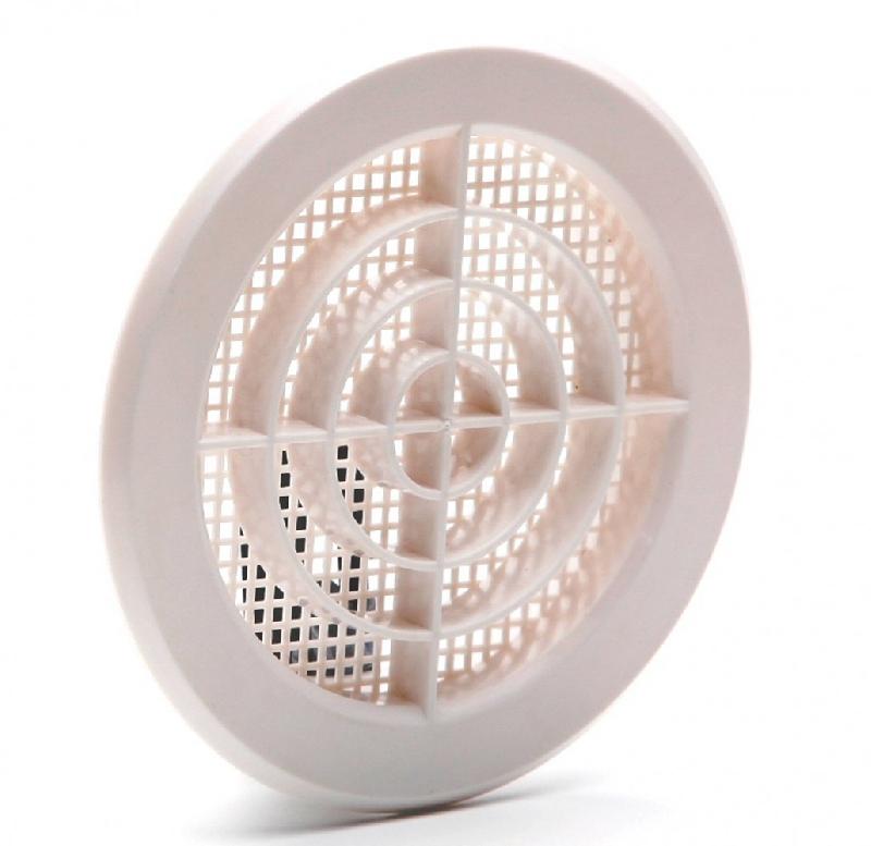 Grille d'aération ABS naturel - Diamètre 12.1 cm - Intérieur et extérieur - Avec moustiquaire_1