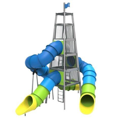 Structure de jeu tour haute - aluminium et PEHD - 67 m² d'exploitation et de sécurité_1