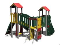 Structure de jeux combinée 3 tours en inox avec 2 toboggans - gamme Neo - modèle NEO31219I - CREA EQUIPEMENTS_1