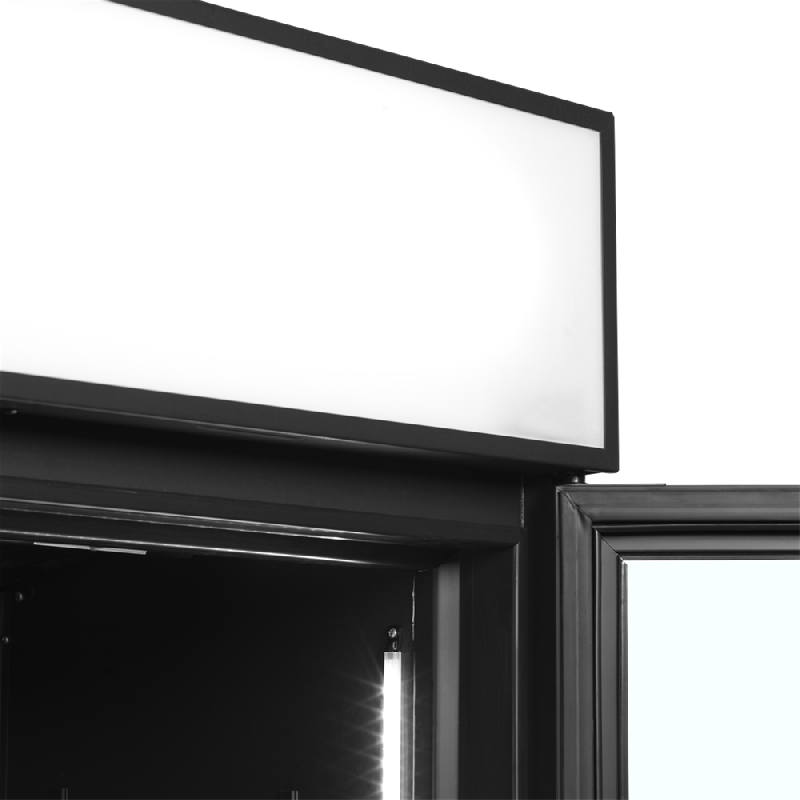 Vitrine réfrigérée noire - gamme FSC BLACK - 2 portes avec caisson lumineux - finition contemporaine et froid ventilé_1
