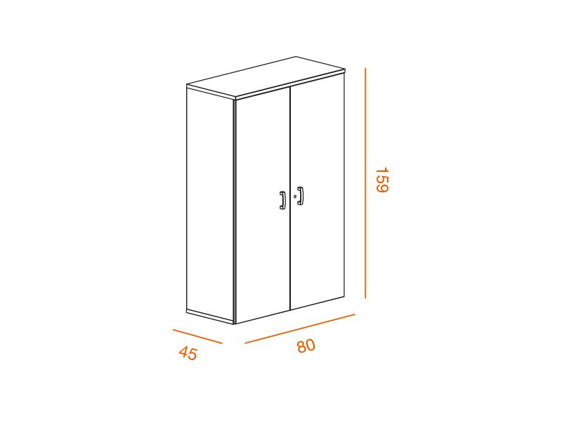 Armoire mi-haute à portes battantes Casta - L80 x H159 cm - 4 niveaux de rangement avec serrure_1