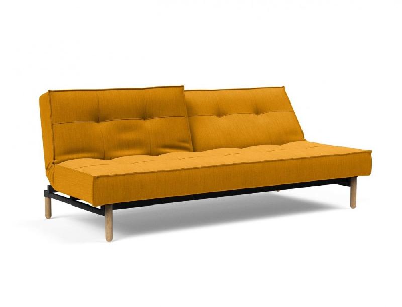Canapé-lit Innovation Living Splitback Styletto - Pieds chêne naturel - Convertible 115x210 cm - Tissu Elegance Burned Curry_1