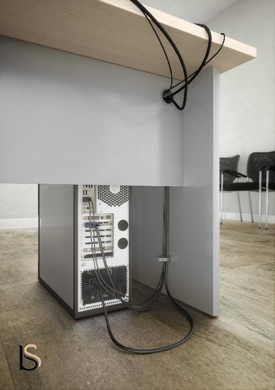 Bureau compact Tono avec caisson - Mobel Linea - 180, Anthracite, Droite, 2 tiroirs_1