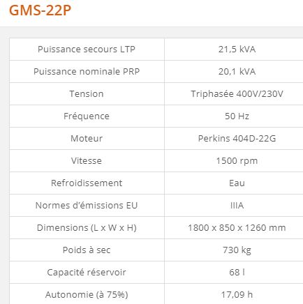 GMS-22P - Groupe électrogène industriel Generac - 21,5 kVA - Série GMS Standard_1