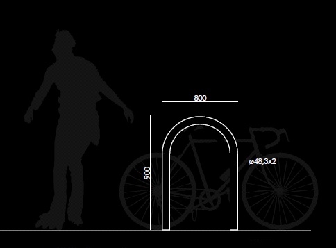 Arceau vélos Toscane - mobilier inox personnalisable - 1200mm de hauteur - fixation par scellement ou platine_1