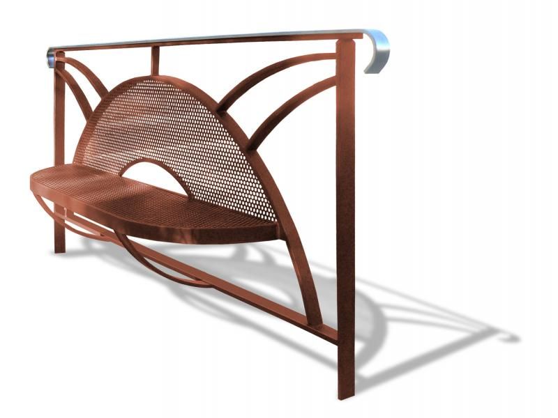 Bar3413d barrières urbaines - Urban'NT - dimensions 2000mm, assise et dossier en tôle perforée_1