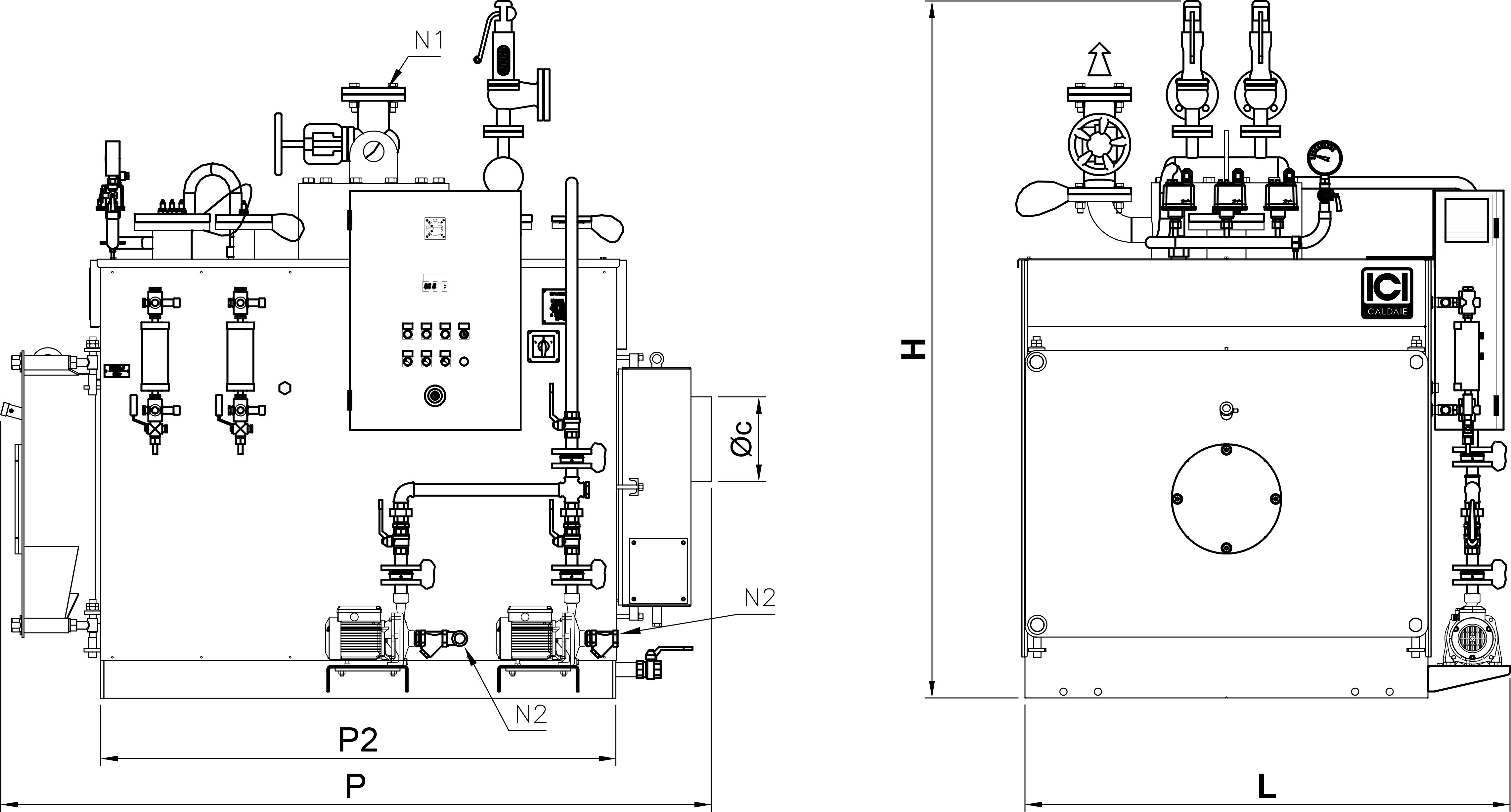 Bnx 0.5 bar - générateur de vapeur monobloc - Ici Caldaie - basse pression à inversion de flamme_1