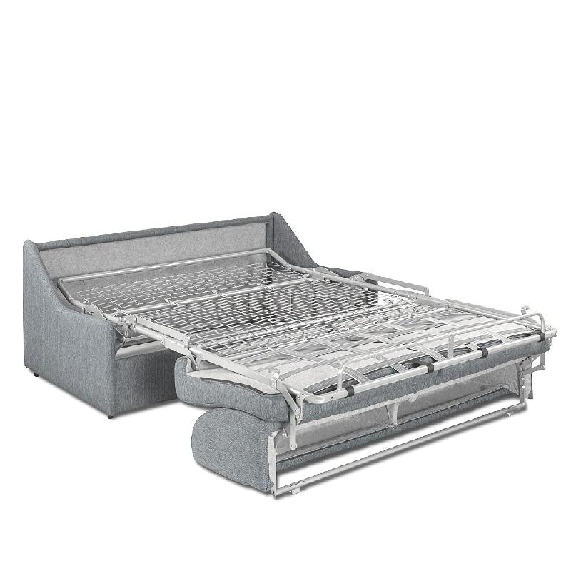 Canapé lit Ristretto Express compact 140 cm - Matelas 16 cm - Tissu tweed gris clair - Convertible express avec système d'ouverture rapide_1