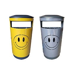 Corbeille en acier galvanisé avec support sac métallique - SMILE - Découpe laser, finition peinture résistante et options disponibles_1