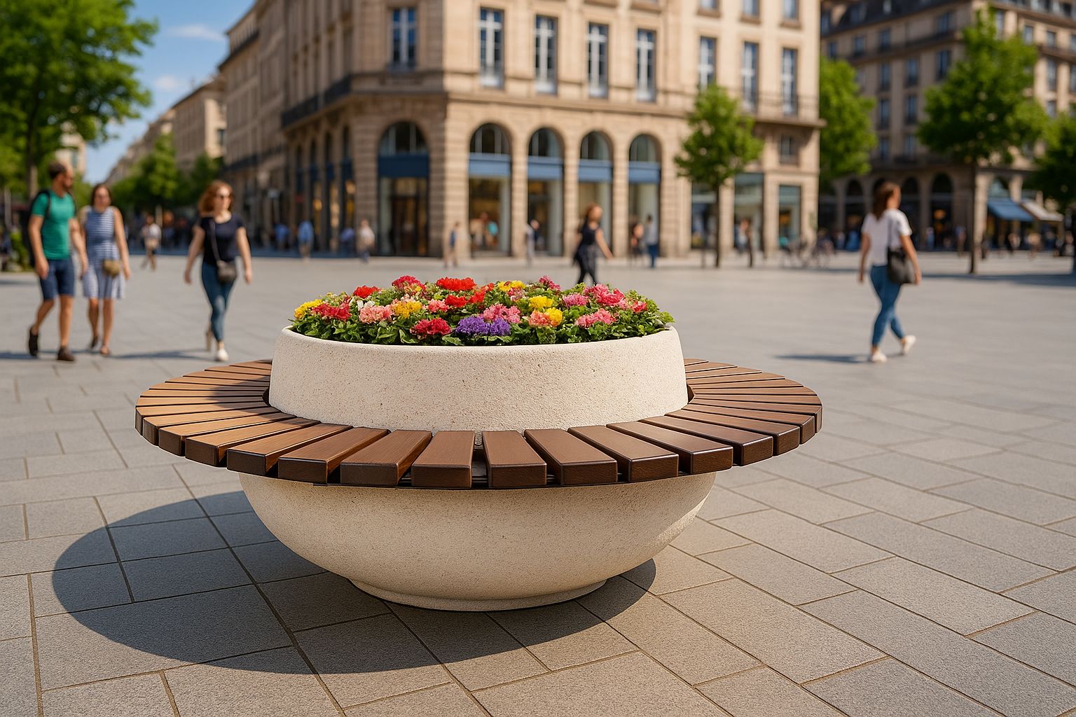 Jardinière tiziano en béton avec banc circulaire article 351_0