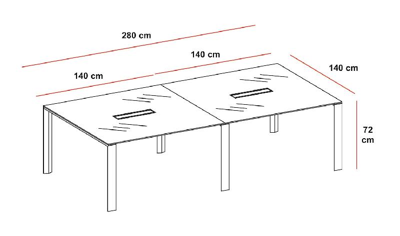 Table de réunion en verre X7 - Officity - Chromé, Blanc, 280_1