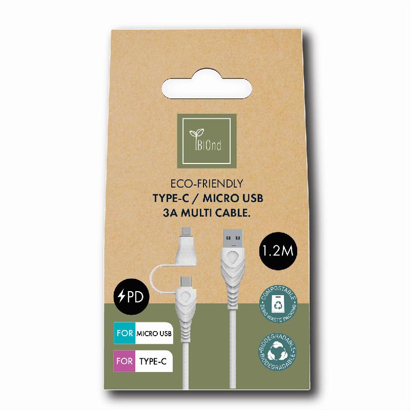 Biond bio-12-tcm câble usb-a vers usb-c+micro 3a, 1,2 m_1
