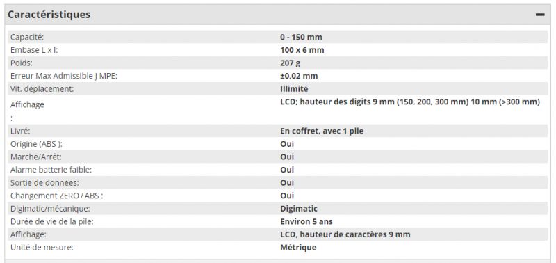 Jauge de profondeur Digimatic - Mitutoyo - 0 à 150mm avec sortie de données et référence 571-201-30_1