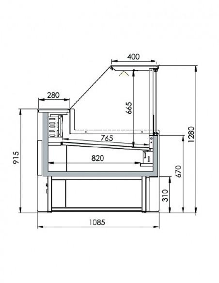 Vitrines statique avec réserve - VIVA 3000 - Référence: VIVA 2500-S-AR_1