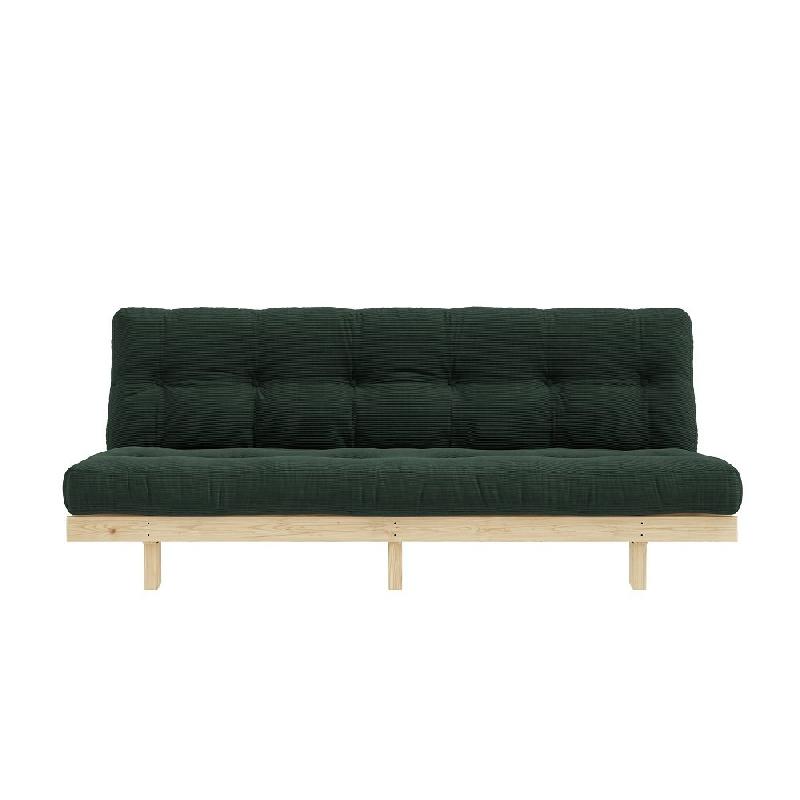 Banquette convertible futon Lean Pin - Coloris algue - Couchage 130 x 190 cm - Structure en pin massif_1