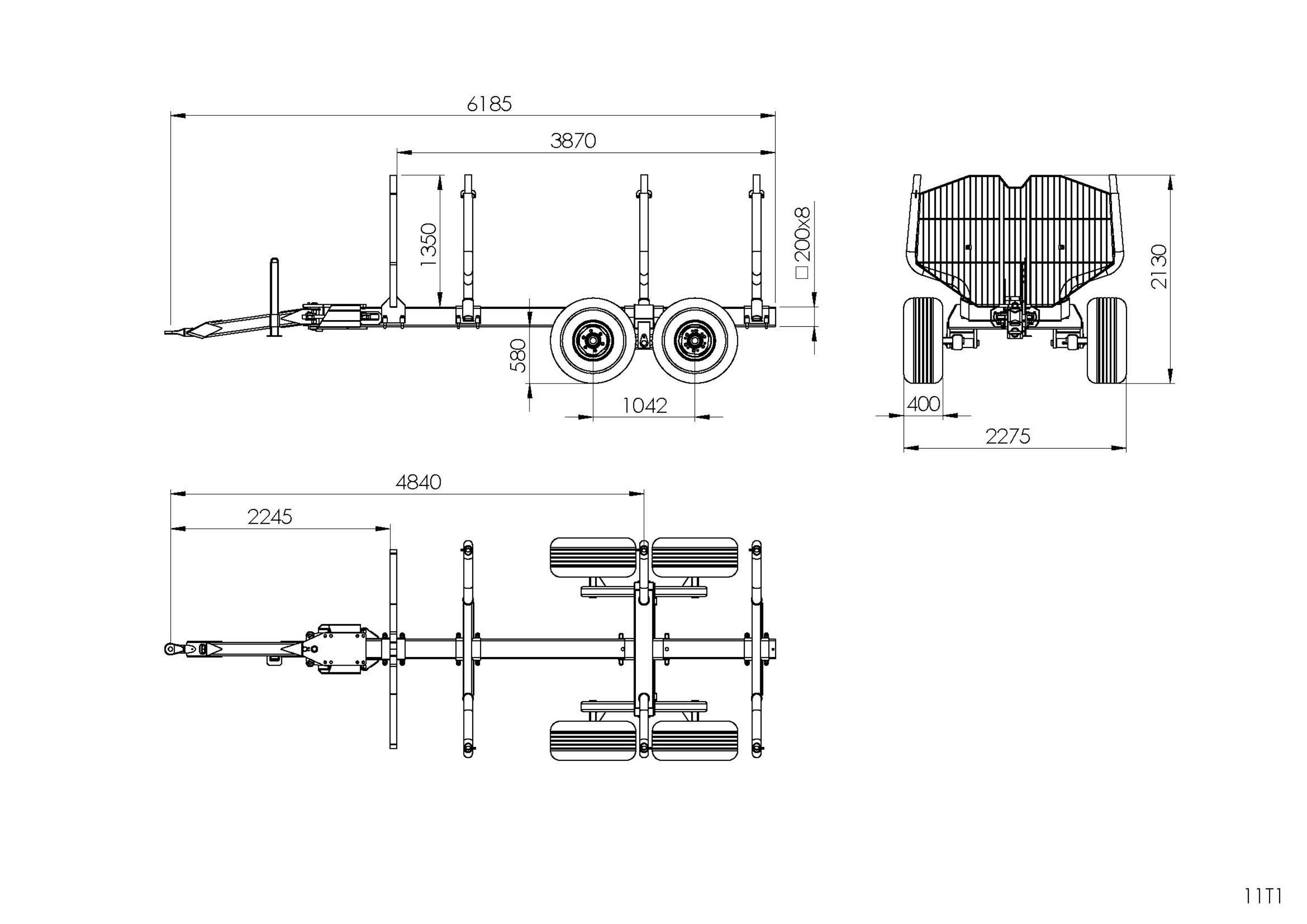 BMF 11T1 - Remorque forestière mono-poutre 11 tonnes - Design innovant et haute qualité_1