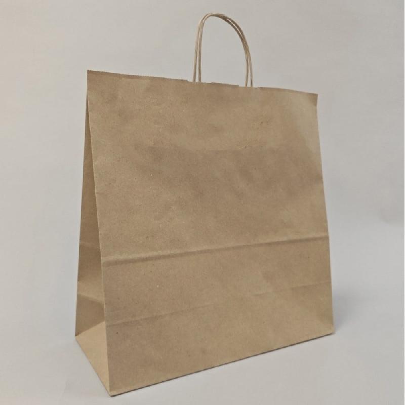 Sac kraft recyclé brun à poignées torsadées 35 x 14 x 35 cm par 50_1