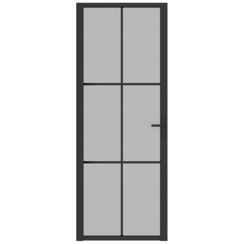 Vidaxl porte intérieure 76x201,5 cm noir verre mat et aluminium 350556_1