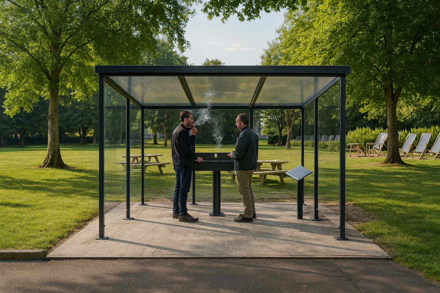 Abri fumeurs à toiture plane - Medium_1