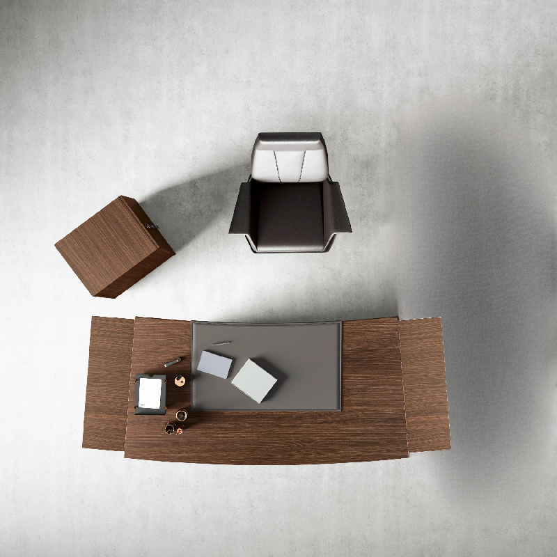 Bureau de Direction design Italien plateau courbe et pieds extérieur So Luna_1