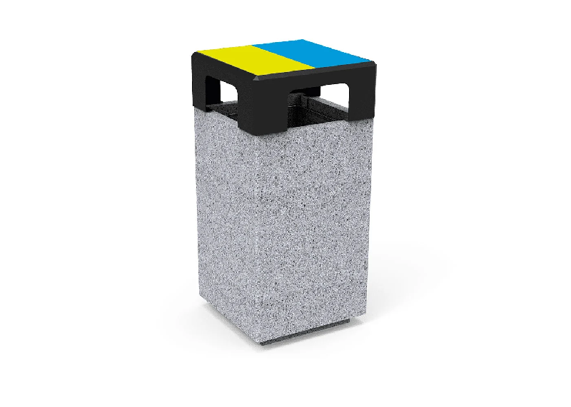 Corbeille Kube tri sélectif béton 140 L - 1, 2 ou 3 flux_1