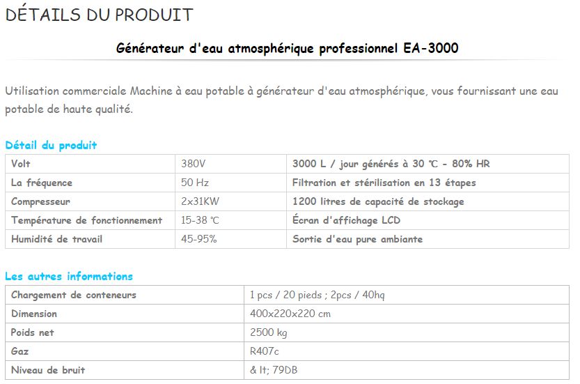 EA-3000 - Fontaines à eau atmosphériques - Accair Water - capacité de stockage 13,5L - générateur d'eau avec système DOW RO_1