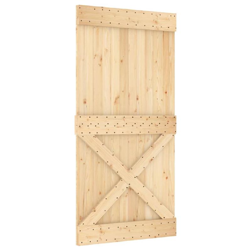 Vidaxl porte coulissante et kit de quincaillerie 100x210 cm pin massif 3203156_1