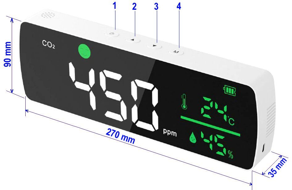 Afficheur de taux de CO2 - Capteur NDIR haute précision - Grand écran LED portable_1