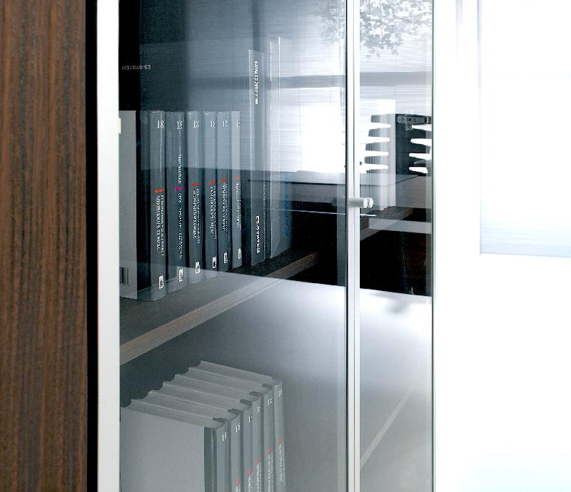 Armoire à portes vitrées Mito - MDD - Sycomore foncé_1