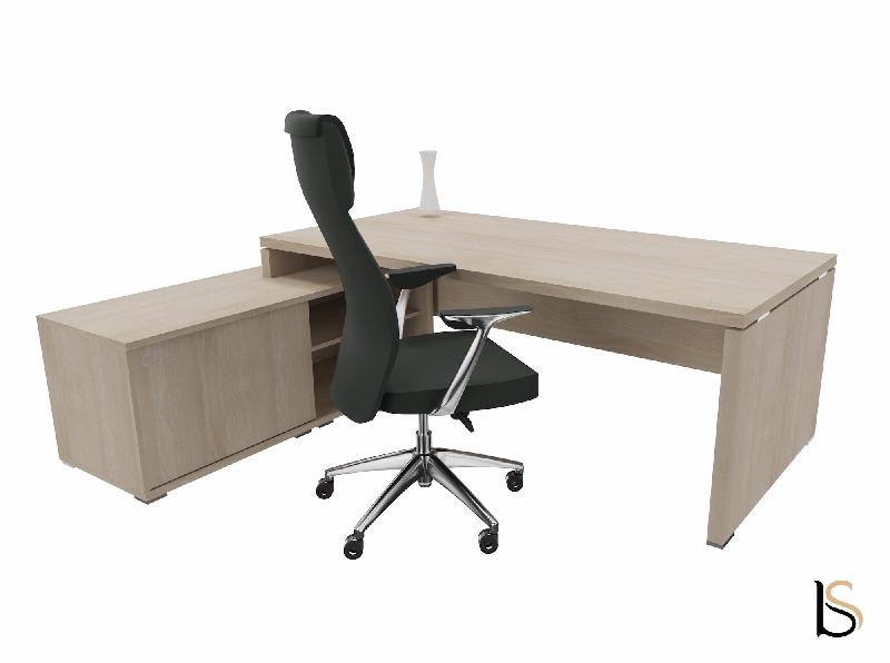 Bureau monochrome TAK avec rangement intégré - Mobel Linea - 185, Acacia clair, Gauche_2