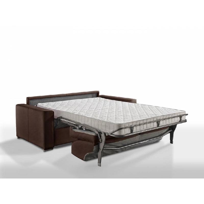 Canapé convertible express PREMIUM 120 cm - Sommier à lattes RENATONISI - Matelas BULTEX - Microfibre marron_1