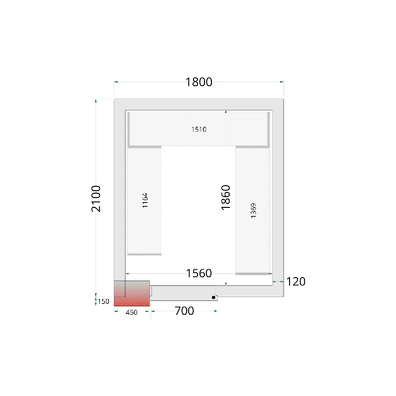 Chambre froide négative CRNF1821 Blanc 1800 x 2100 x 2200 mm TEFCOLD_1