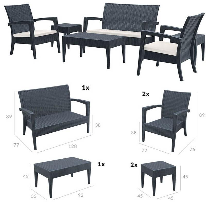 Salon de jardin empilable Miami - GRIS FONCE_1