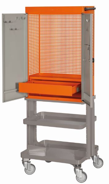 Armoire d'atelier 2 portes à roulettes - orange - 1605 mm x 450 mm x 625 mm - 1495CD60W_1