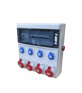 Armoire électrique de chantier avec alimentation tétra 63A et 8 prises