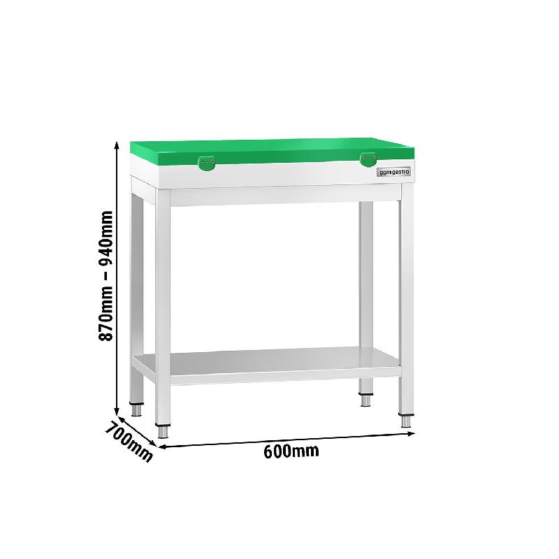 Table inox de découpe avec plan vert - Profondeur 700 mm | Ggm - 600_1