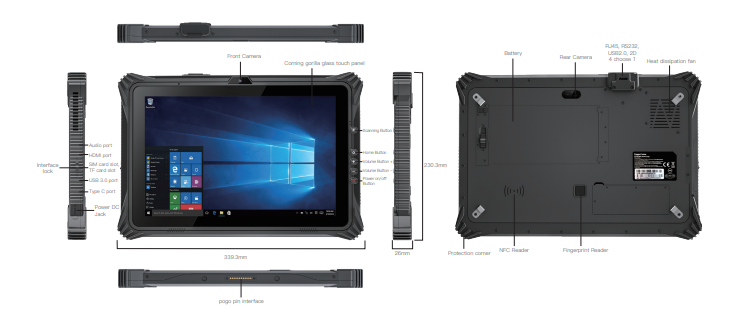 Tablette PC durcie StrongPad - Ecran 12.2 pouces - Windows 10_1