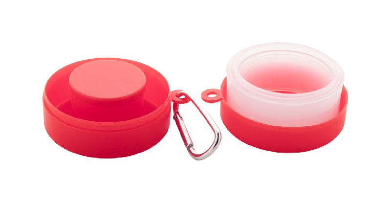 Gobelet pliable publicitaire - plastique PP recyclé - 220 ml avec pilulier et mousqueton_1