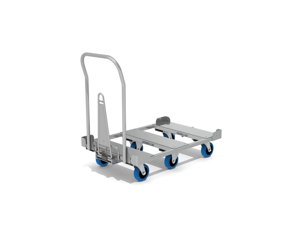 Base roulante tractable très robuste - mécano-soudée pour caisses lourdes et palettes - Dimensions 600x800_1