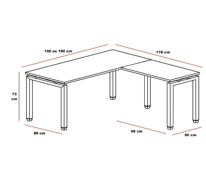 Bureau d'angle ECO - Mobel Linea - Argent Ral 9006, 160, Acacia foncé, Droite_1