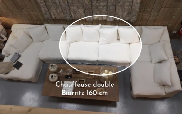 Chauffeuse double Biarritz 160 cm - Home Spirit - Structure en hêtre et assise en Plumtex HR 35 kg/m3_1