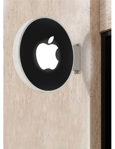 Enseigne drapeau lumineux - rond - vinyle BackLight MAT - 50cm à 60cm_1