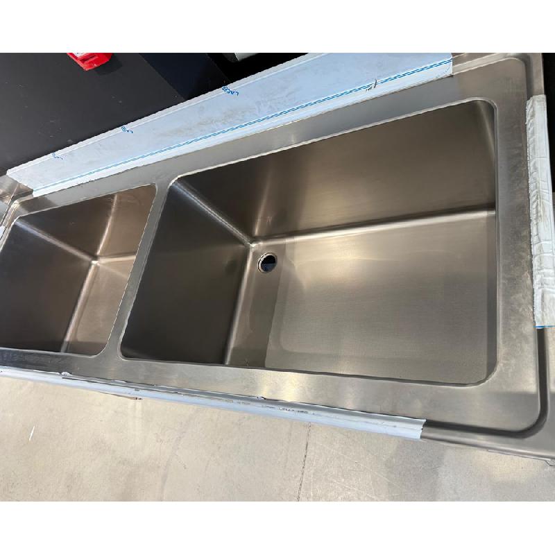 Plonge inox 2 bacs sur bâti avec étagère P 700 mm | QBG2E718 - Déstockage_1