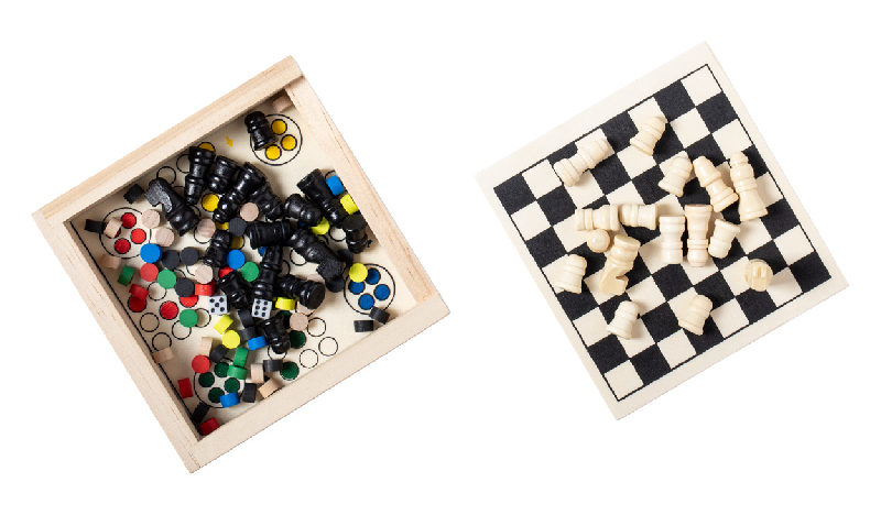 Set de jeux en bois 3 en 1 - Échecs, Parchisi et Dames - Couleur naturelle - 120g_1