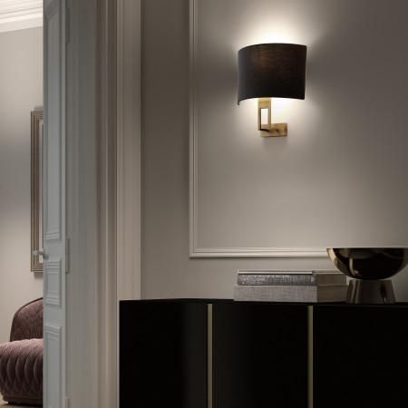 Applique moderne demi-lune en coton blanc - nickel satin - culot E27 pour ampoule LED_1