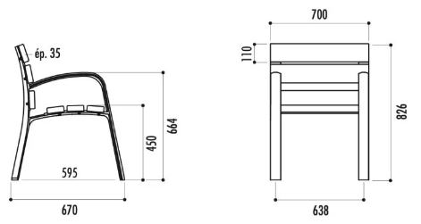 Fauteuil Modo - 6 lames en bois exotique - 70 cm - Piétement en fonte ductile - Traitement fongicide, insecticide et hydrofuge_1