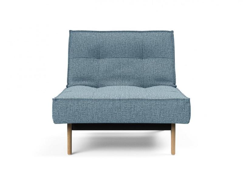 Innovation Living - Fauteuil SPLITBACK EIK Convertible Lit 90x115 cm - Pieds Chêne Naturel - Tissu Mixed Dance Light Blue_1