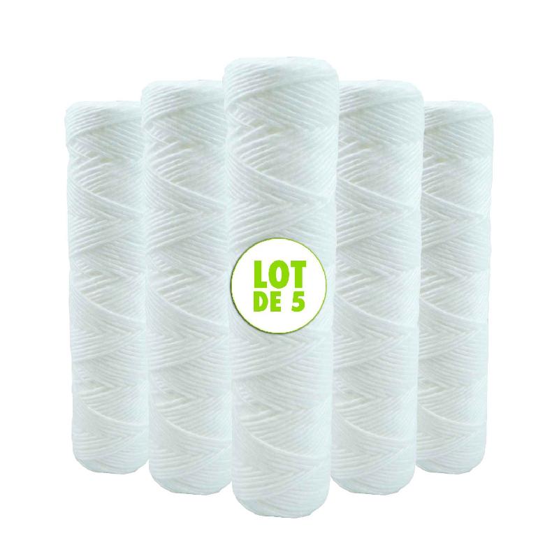 Lot de 5 cartouches bobinée filtre à eau anti sédiments 9 pouces 3/4 - 10 microns compatibles filtre 10 pouces_1