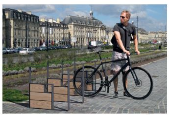 Appui Vélos Kub - Hauteur 750 mm - Longueur 750 mm - Largeur 80 mm - Structure en acier ou acier et bois_1